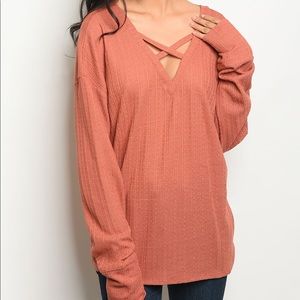 Rust, Criss-Cross, Knit Tunic